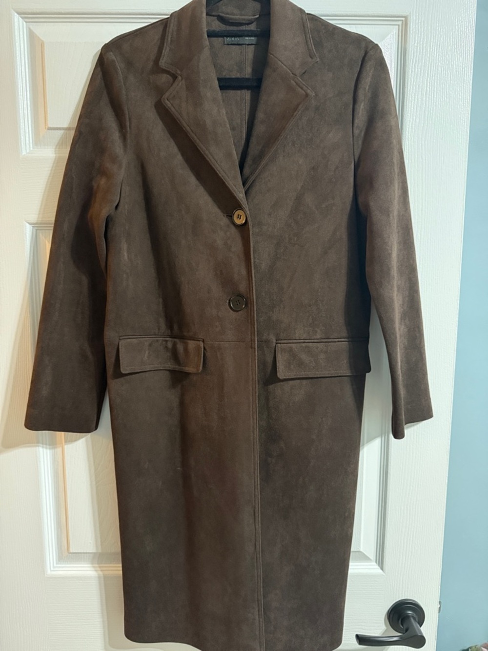 Zara Brown Suede Long Trench Coat